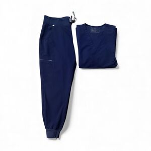 Figs Zamora Technical Collection Women’s Navy Blue Jogger Scrub Set Sz M petite
